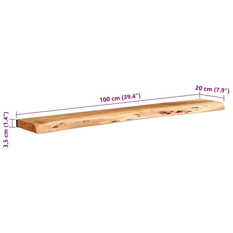 vidaXL 2 darab tömör akácfa fali polc 100x20x3,5 cm