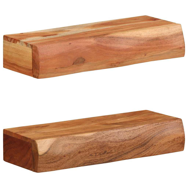 vidaXL 2 darab tömör akácfa fali polc 40x17x8 cm
