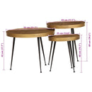 vidaXL 3 db arany színű szerelt fa dohányzóasztal