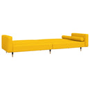 vidaXL kétszemélyes sárga bársony kanapéágy két párnával