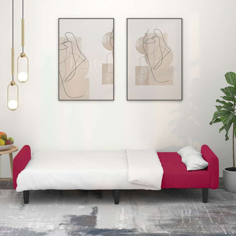 vidaXL kétszemélyes bordó bársony kanapéágy