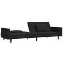 vidaXL kétszemélyes fekete bársony kanapéágy két párnával