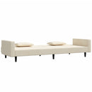 vidaXL kétszemélyes krémszínű bársony kanapéágy két párnával