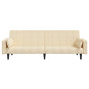 vidaXL kétszemélyes krémszínű szövet kanapéágy két párnával