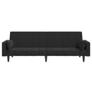 vidaXL kétszemélyes fekete bársony kanapéágy két párnával