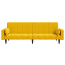 vidaXL kétszemélyes sárga bársony kanapéágy két párnával