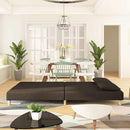 vidaXL kétszemélyes barna szövet kanapéágy két párnával