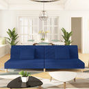 vidaXL kétszemélyes kék szövet kanapéágy két párnával