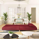 vidaXL kétszemélyes bordó szövet kanapéágy két párnával