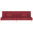 vidaXL kétszemélyes bordó szövet kanapéágy két párnával