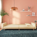 vidaXL kétszemélyes krémszínű szövet kanapéágy két párnával