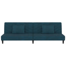 vidaXL kétszemélyes kék bársony kanapéágy két párnával