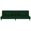 vidaXL kétszemélyes sötétzöld bársony kanapéágy két párnával