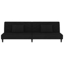 vidaXL kétszemélyes fekete bársony kanapéágy két párnával