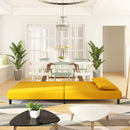 vidaXL kétszemélyes sárga bársony kanapéágy két párnával