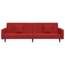 vidaXL kétszemélyes bordó bársony kanapéágy két párnával