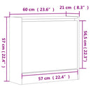 vidaXL fehér szerelt fa cipőszekrény 60 x 21 x 57 cm