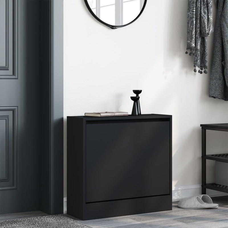 vidaXL fekete szerelt fa cipőszekrény 60 x 21 x 57 cm