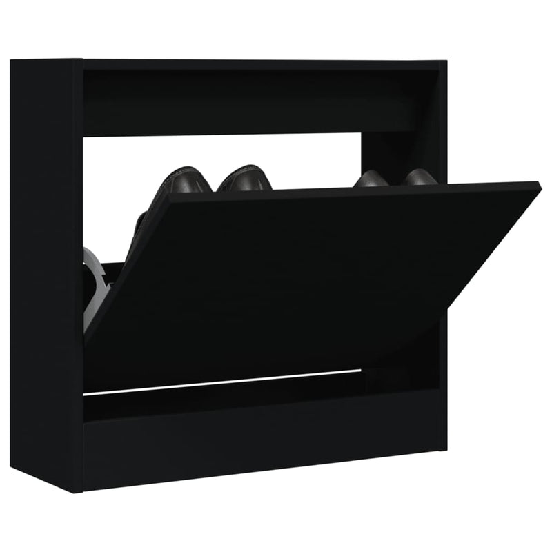 vidaXL fekete szerelt fa cipőszekrény 60 x 21 x 57 cm