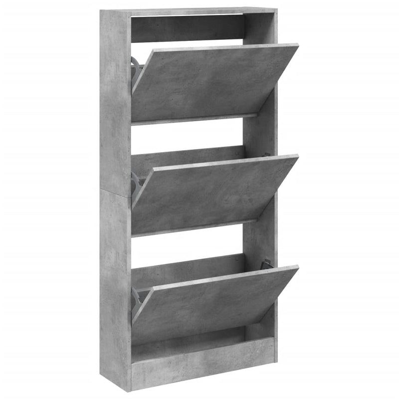 vidaXL betonszürke szerelt fa cipőszekrény 60 x 21 x 125,5 cm