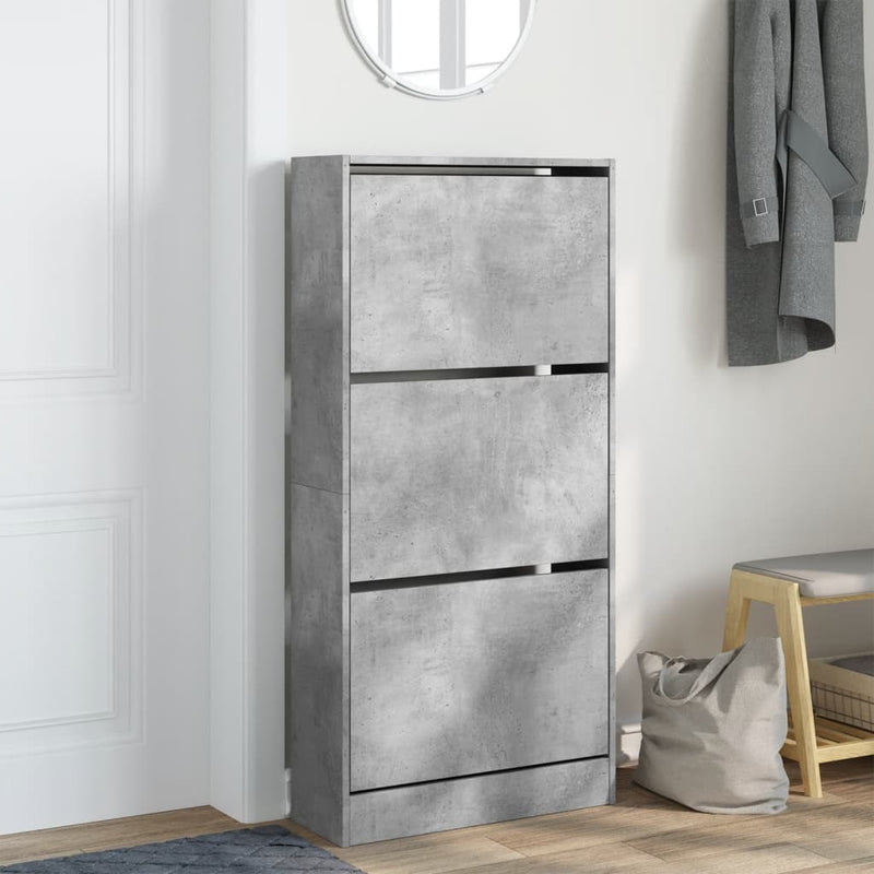 vidaXL betonszürke szerelt fa cipőszekrény 60 x 21 x 125,5 cm
