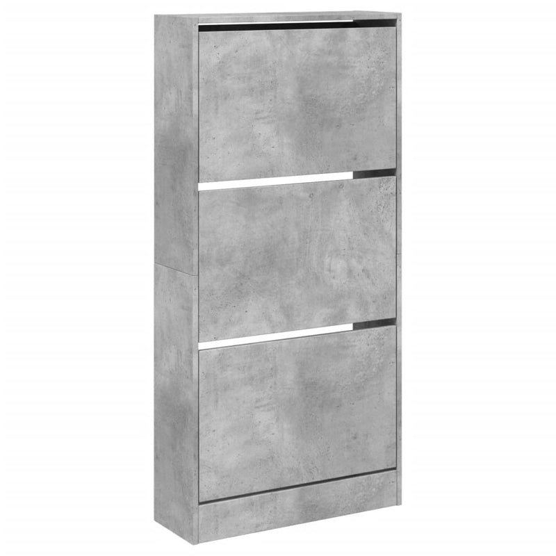 vidaXL betonszürke szerelt fa cipőszekrény 60 x 21 x 125,5 cm