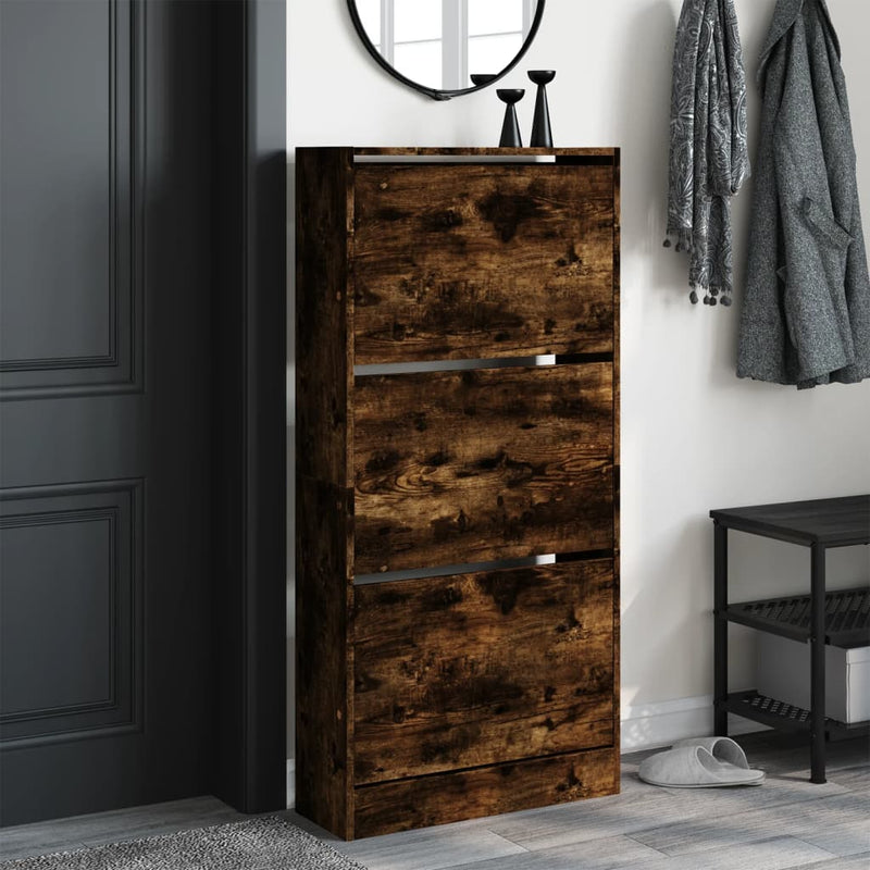 vidaXL füstös tölgy színű szerelt fa cipőszekrény 60 x 21 x 125,5 cm