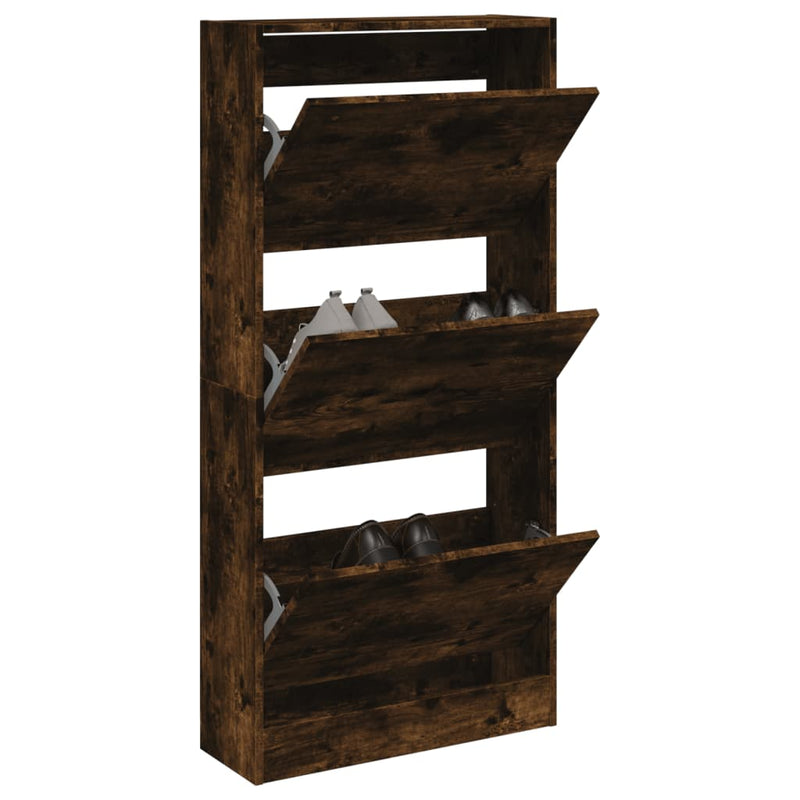 vidaXL füstös tölgy színű szerelt fa cipőszekrény 60 x 21 x 125,5 cm