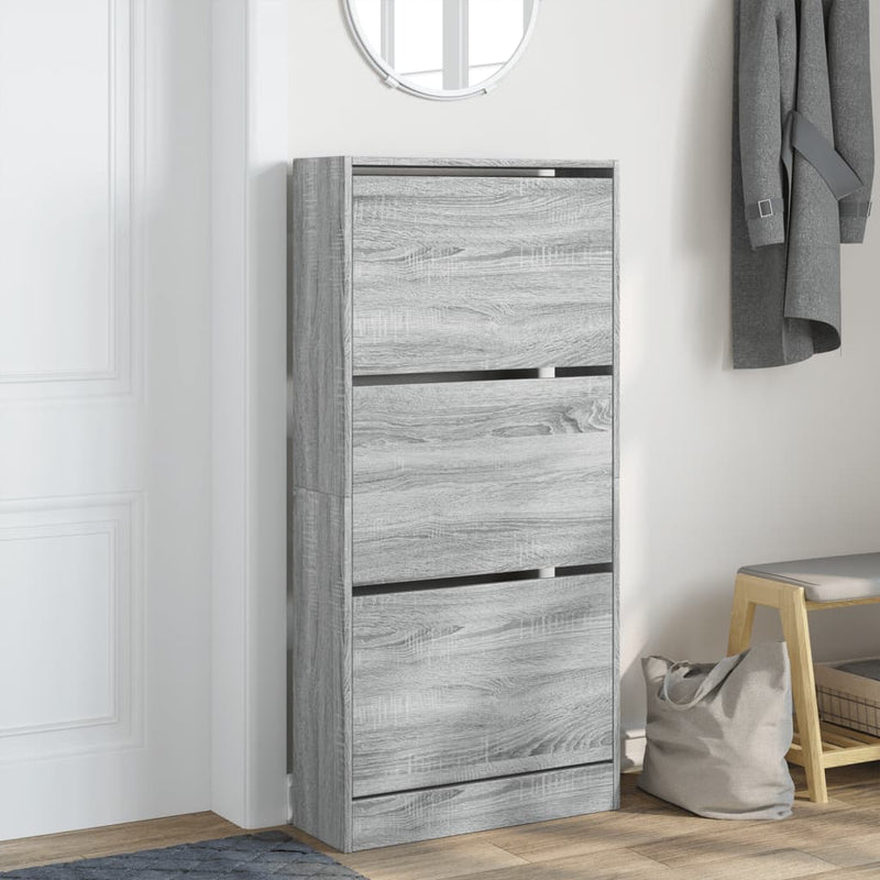 vidaXL szürke sonoma színű szerelt fa cipőszekrény 60 x 21 x 125,5 cm