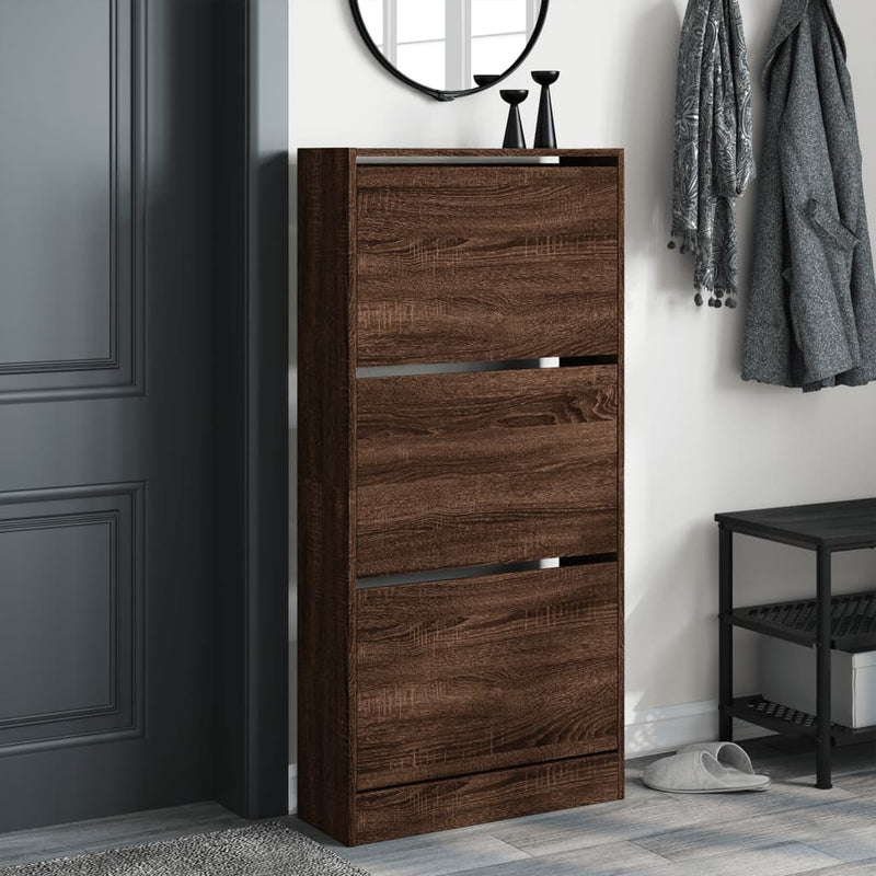 vidaXL barna tölgyszínű szerelt fa cipőszekrény 60x 21 x 125,5 cm