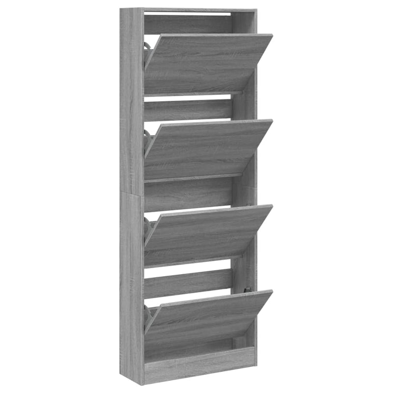 vidaXL szürke sonoma színű szerelt fa cipőszekrény 60x21x163,5 cm