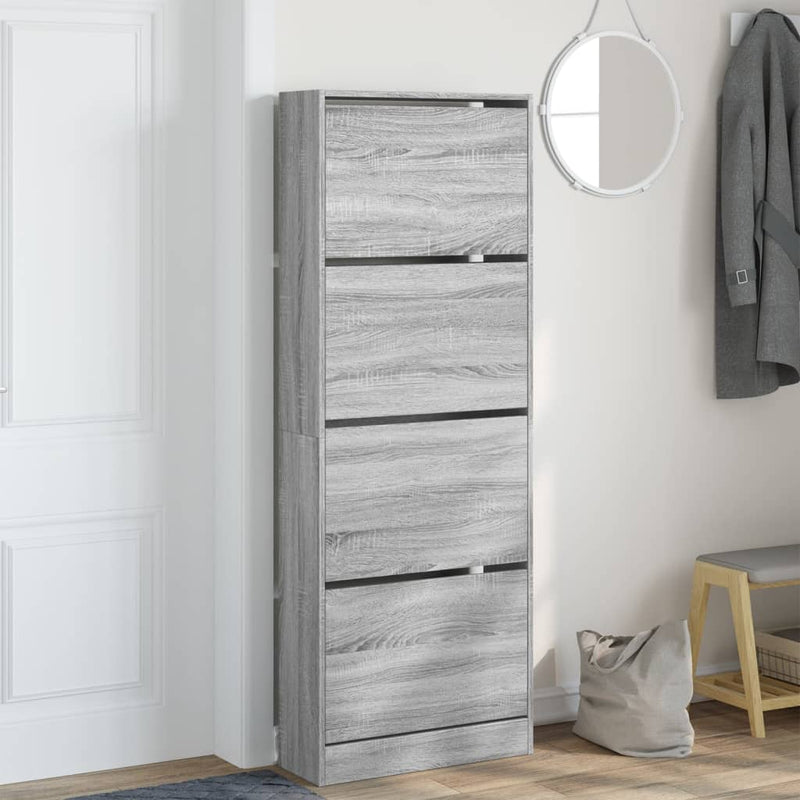 vidaXL szürke sonoma színű szerelt fa cipőszekrény 60x21x163,5 cm