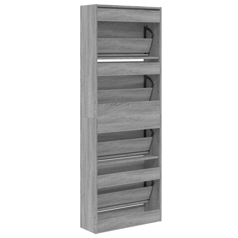 vidaXL szürke sonoma színű szerelt fa cipőszekrény 60x21x163,5 cm