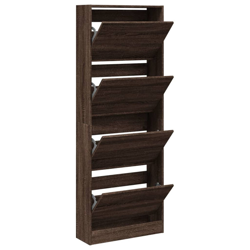 vidaXL barna tölgyszínű szerelt fa cipőszekrény 60 x 21 x 163,5 cm