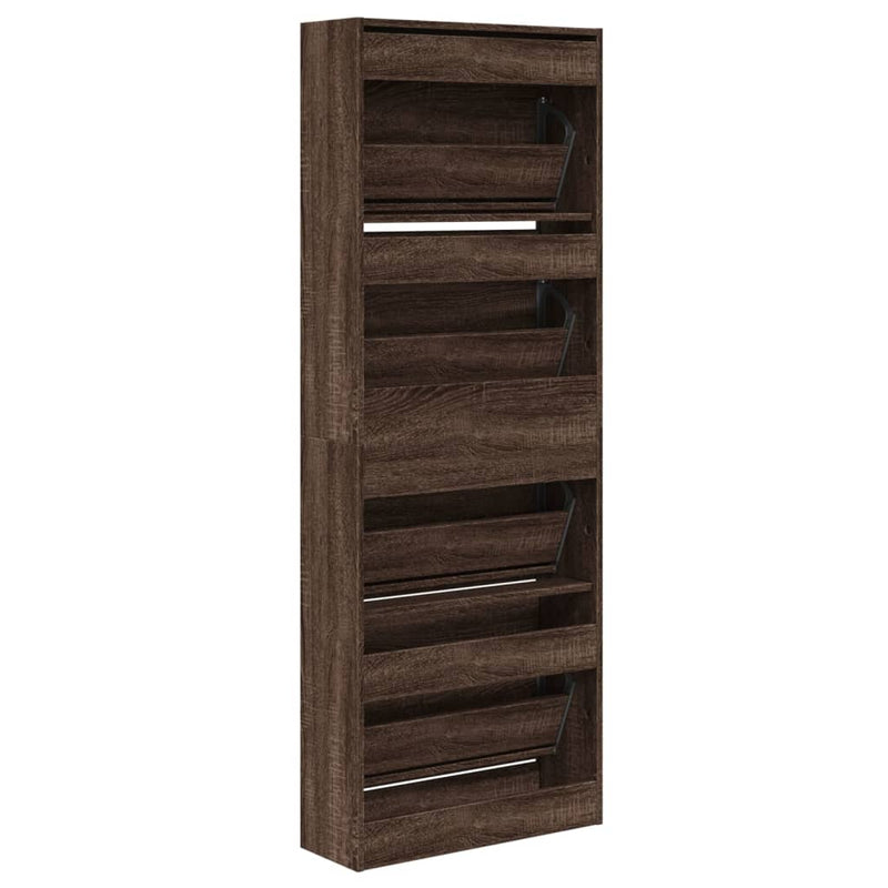 vidaXL barna tölgyszínű szerelt fa cipőszekrény 60 x 21 x 163,5 cm