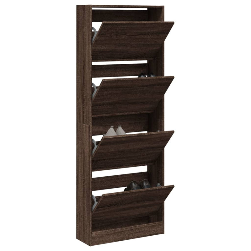 vidaXL barna tölgyszínű szerelt fa cipőszekrény 60 x 21 x 163,5 cm