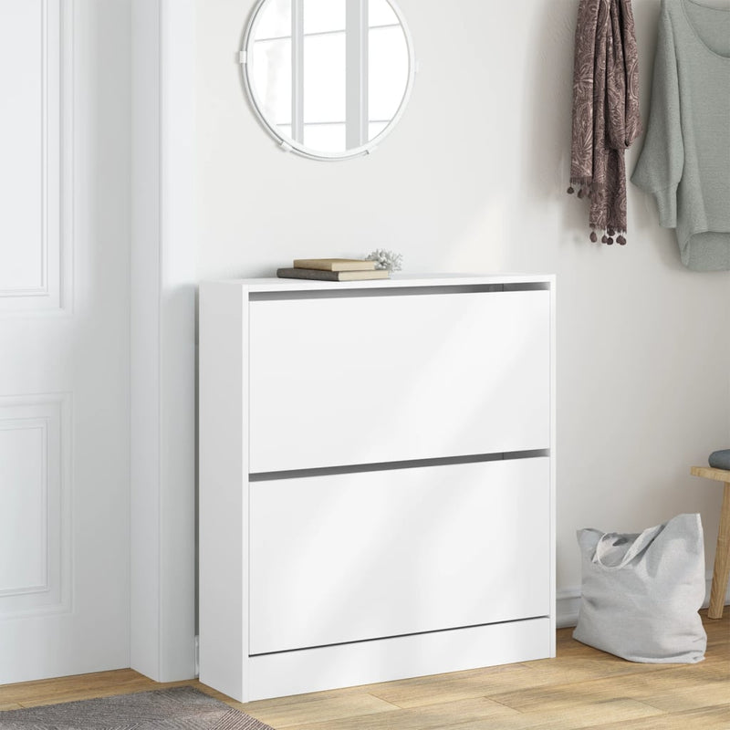 vidaXL fehér szerelt fa cipőszekrény 80 x 21 x 87,5 cm