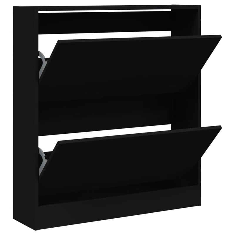 vidaXL fekete szerelt fa cipőszekrény 80 x 21x 87,5 cm