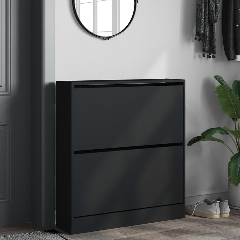 vidaXL fekete szerelt fa cipőszekrény 80 x 21x 87,5 cm
