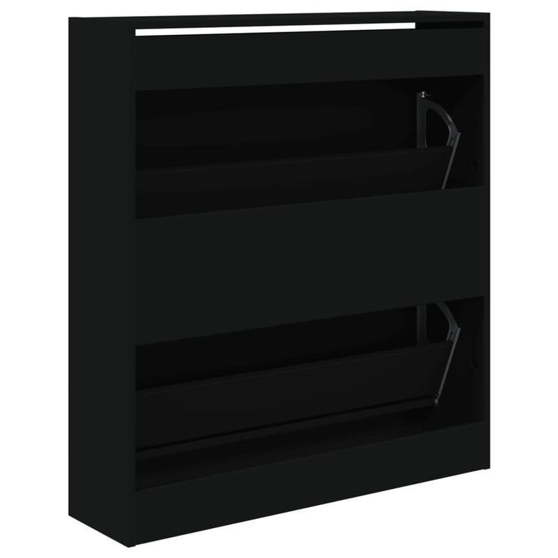 vidaXL fekete szerelt fa cipőszekrény 80 x 21x 87,5 cm