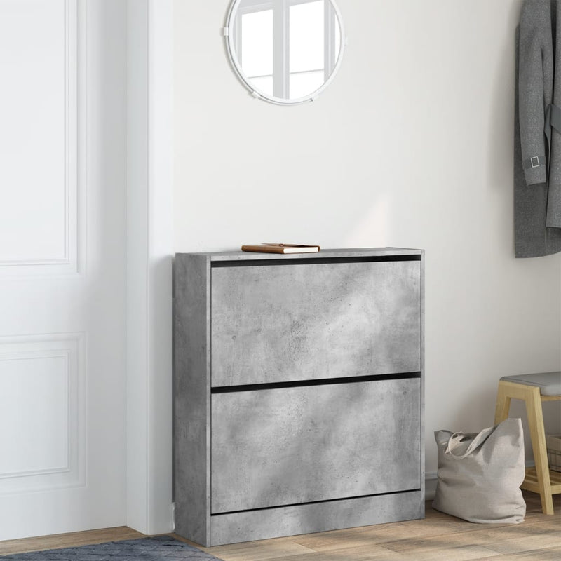 vidaXL betonszürke szerelt fa cipőszekrény 80 x 21 x 87,5 cm