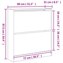 vidaXL betonszürke szerelt fa cipőszekrény 80 x 21 x 87,5 cm