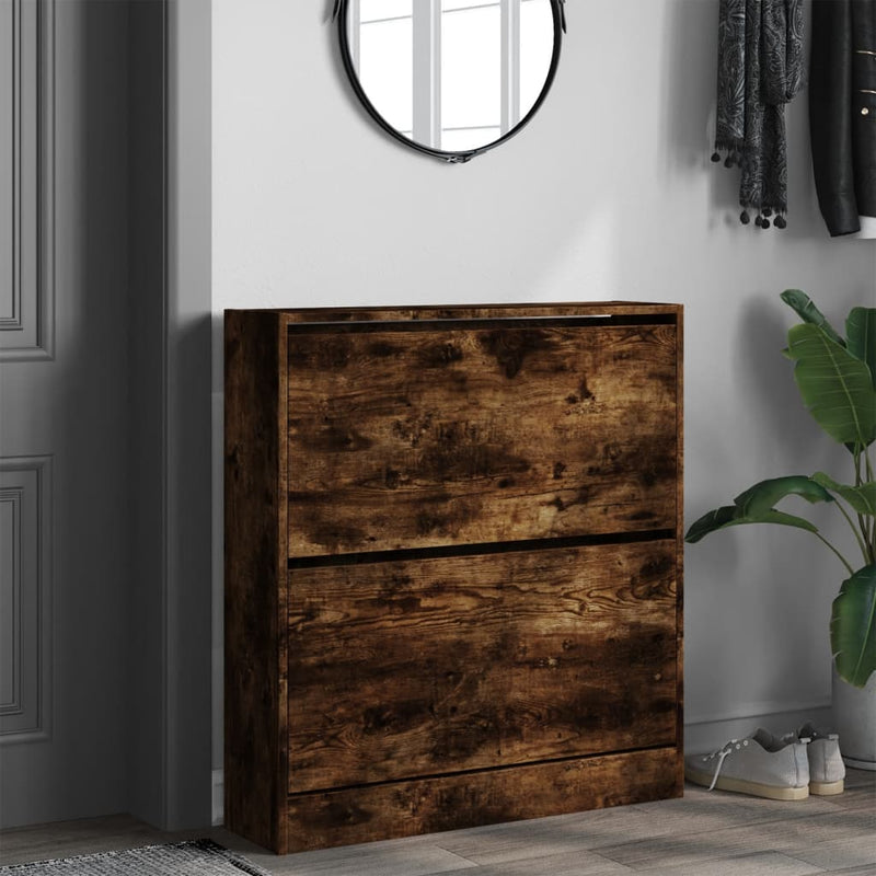 vidaXL füstös tölgy színű szerelt fa cipőszekrény 80 x 21 x 87,5 cm