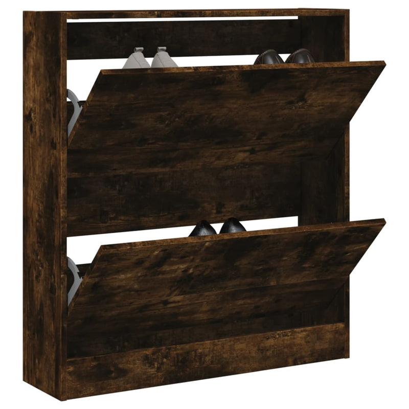 vidaXL füstös tölgy színű szerelt fa cipőszekrény 80 x 21 x 87,5 cm