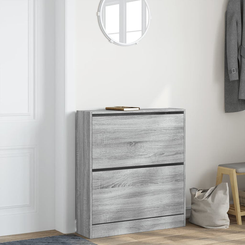 vidaXL szürke sonoma színű szerelt fa cipőszekrény 80 x 21 x 87,5 cm
