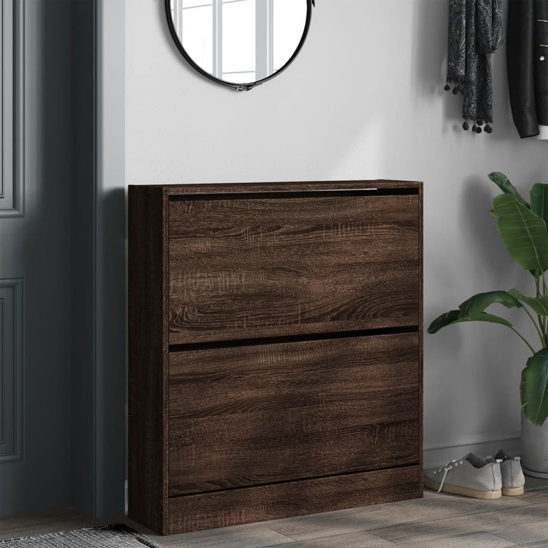 vidaXL barna tölgyszínű szerelt fa cipőszekrény 80 x 21 x 87,5 cm