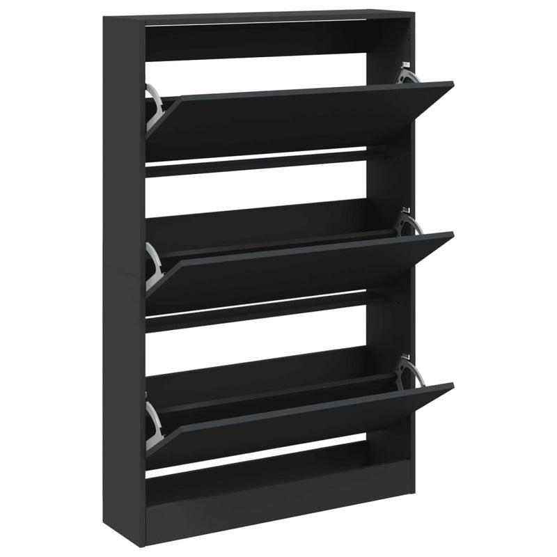 vidaXL fekete szerelt fa cipőszekrény 80 x 21 x 125,5 cm