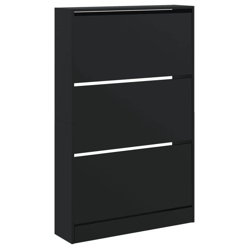 vidaXL fekete szerelt fa cipőszekrény 80 x 21 x 125,5 cm