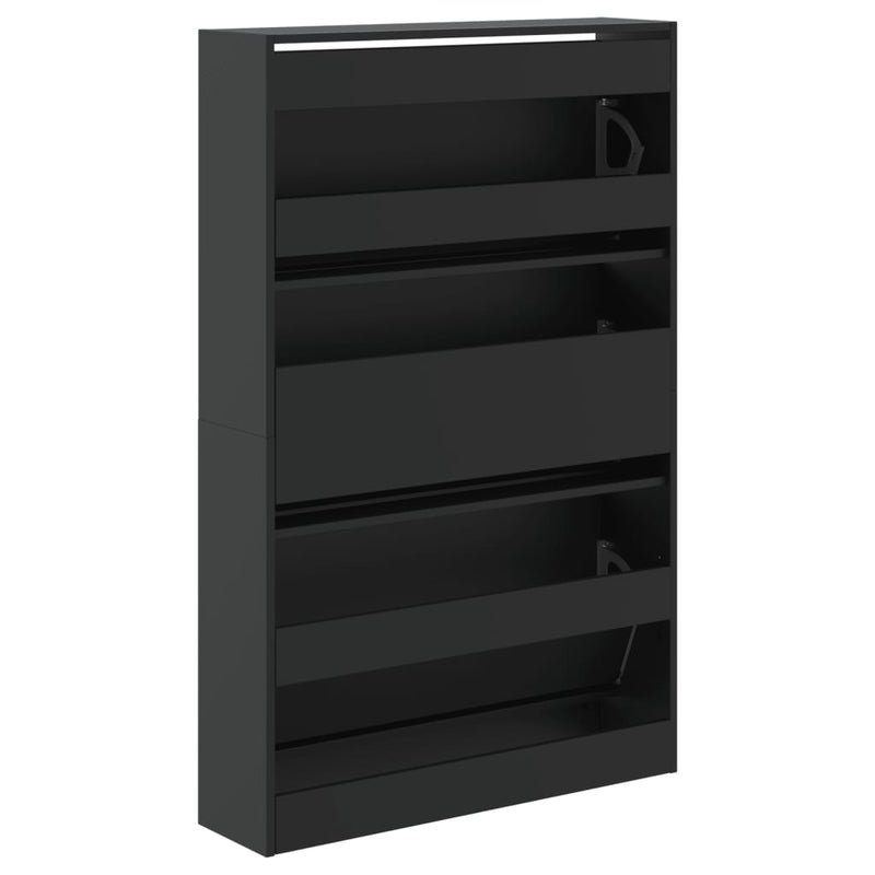 vidaXL fekete szerelt fa cipőszekrény 80 x 21 x 125,5 cm