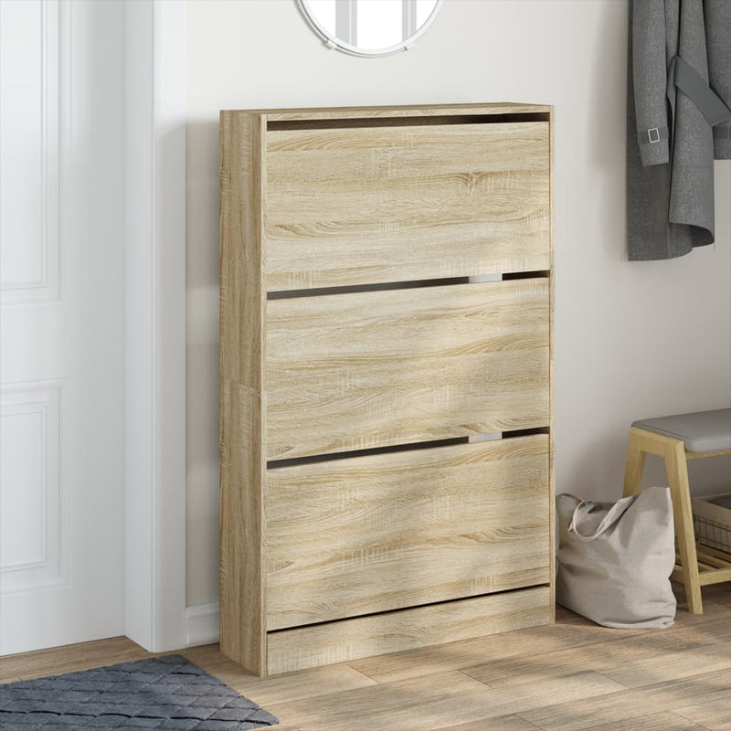 vidaXL sonoma tölgy színű szerelt fa cipőszekrény 80 x 21 x 125,5 cm